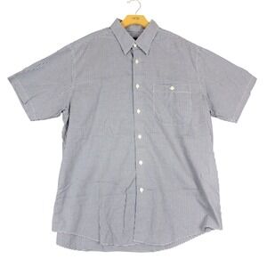 ORVIS Mens Gingham Check Short Sleeve Button Up Shirt XL Blue White Cotton